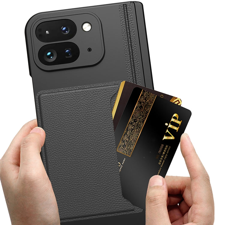 For Google Pixel 9 Pro Fold GKK Integrated Fold Hinge Card Slot Phone Case with Holder(Black)