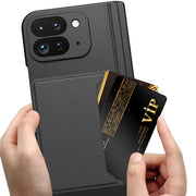For Google Pixel 9 Pro Fold GKK Integrated Fold Hinge Card Slot Phone Case with Holder(Carbon Fiber)