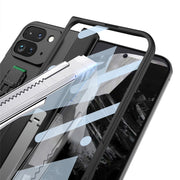 For Google Pixel 9 Pro Fold GKK Integrated Fold Hinge Wrist Strap Phone Case with Holder(Carbon Fiber)