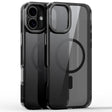 For iPhone 16 Plus Mirror Crystal Clear Lens Holder MagSafe Magnetic Phone Case(Transparent Black) - free shipping - PMC TechLife - Order now!
