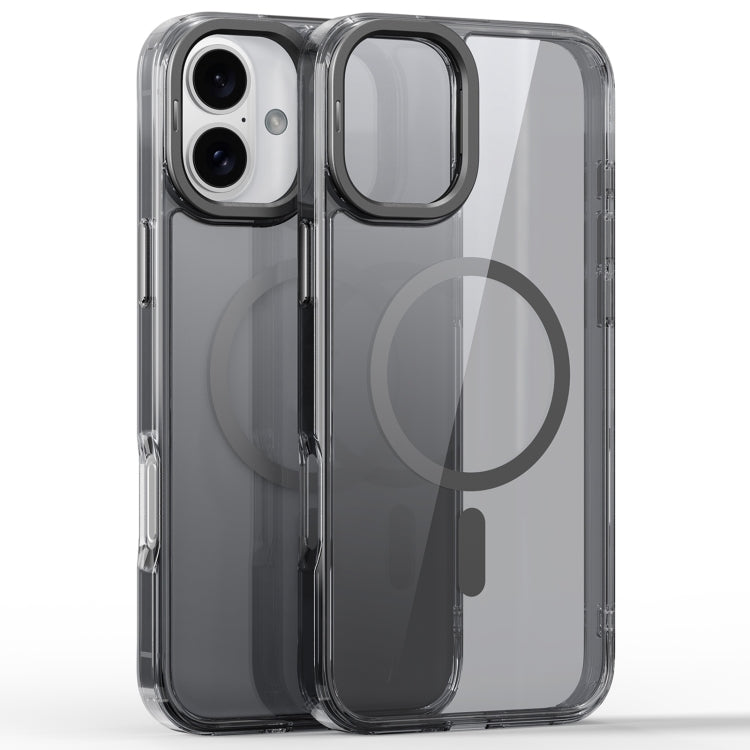 For iPhone 16 Plus Mirror Crystal Clear Lens Holder MagSafe Magnetic Phone Case(Transparent Grey) - free shipping - PMC Jewellery - Order now!