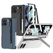 For Google Pixel 9 Pro Fold GKK Integrated Magnetic Full Coverage Flip Phone Case, Included Pen(Silver)