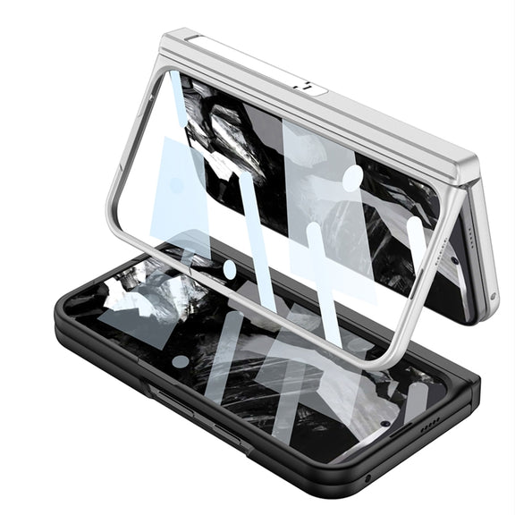 For Google Pixel 9 Pro Fold GKK Integrated Magnetic Full Coverage Flip Phone Case, Included Pen(Silver)