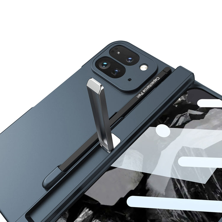 For Google Pixel 9 Pro Fold GKK Integrated Magnetic Full Coverage Flip Phone Case, Included Pen(Navy Blue)