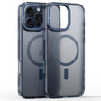 For iPhone 16 Pro Max Frosted Crystal Clear Lens Holder MagSafe Magnetic Phone Case(Transparent Titanium Blue) - iPhone 16 Pro Max Cases by PMC TechLife | Online Shopping South Africa | PMC TechLife | Buy Now Pay Later Mobicred