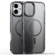 For iPhone 16 Plus Frosted Crystal Clear Lens Holder MagSafe Magnetic Phone Case(Transparent Grey) - iPhone 16 Plus Cases by PMC TechLife | Online Shopping South Africa | PMC TechLife | Buy Now Pay Later Mobicred