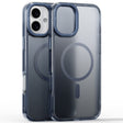 For iPhone 16 Plus Frosted Crystal Clear Lens Holder MagSafe Magnetic Phone Case(Transparent Titanium Blue) - free shipping - PMC TechLife - Order now!