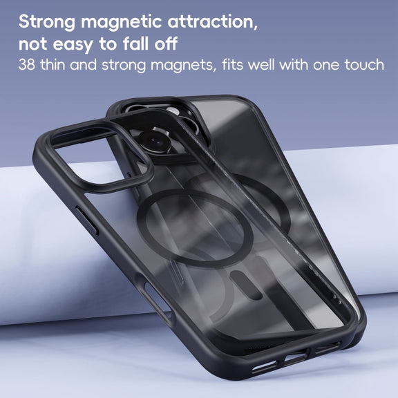 For iPhone 16 Plus Ming Shield Series MagSafe Magnetic Phone Case(Black)