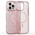 For iPhone 16 Pro Glitter Powder Lens Holder MagSafe Magnetic Phone Case(Transparent Pink) - iPhone 16 Pro Cases by PMC TechLife | Online Shopping South Africa | PMC TechLife | Buy Now Pay Later Mobicred