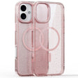 For iPhone 16 Plus Glitter Powder Lens Holder MagSafe Magnetic Phone Case(Transparent Pink) - iPhone 16 Plus Cases by PMC TechLife | Online Shopping South Africa | PMC TechLife | Buy Now Pay Later Mobicred