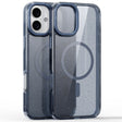 For iPhone 16 Plus Glitter Powder Lens Holder MagSafe Magnetic Phone Case(Transparent Titanium Blue) - free shipping - PMC Jewellery - Order now!