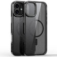 For iPhone 16 Glitter Powder Lens Holder MagSafe Magnetic Phone Case(Transparent Black) - iPhone 16 Cases by PMC TechLife | Online Shopping South Africa | PMC TechLife | Buy Now Pay Later Mobicred
