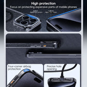 For iPhone 16 Pro Glitter Powder Lens Holder MagSafe Magnetic Phone Case(Transparent Black)