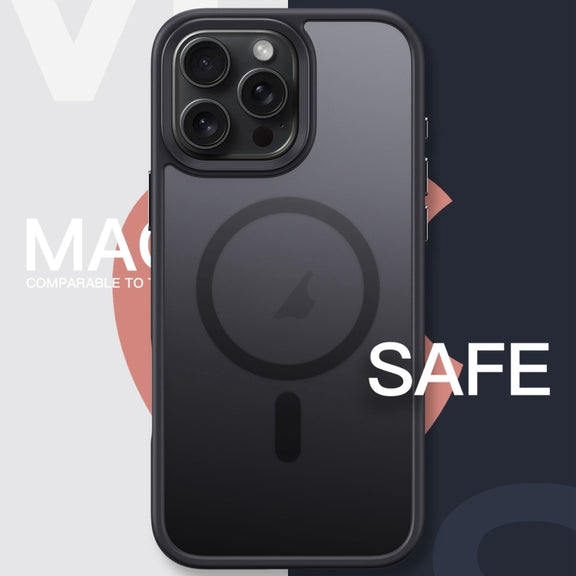 For iPhone 16 Pro Max Frosted MagSafe Magnetic Phone Case(Black)