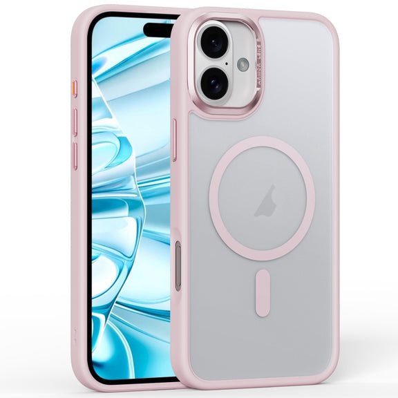 For iPhone 16 Frosted MagSafe Magnetic Phone Case(Pink)