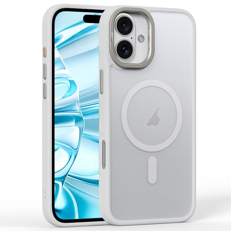 For iPhone 16 Plus Frosted Lens Holder MagSafe Magnetic Phone Case(White) - free shipping - PMC Jewellery - Order now!