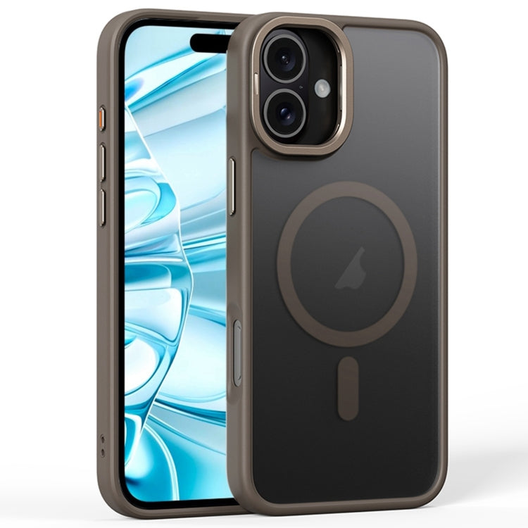 For iPhone 16 Plus Frosted Lens Holder MagSafe Magnetic Phone Case(Titanium Rose Gold) - free shipping - PMC Jewellery - Order now!