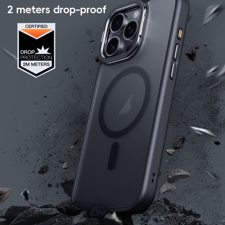 For iPhone 16 Pro Max Frosted Lens Holder MagSafe Magnetic Phone Case(Grey) - free shipping - PMC Jewellery - Order now!
