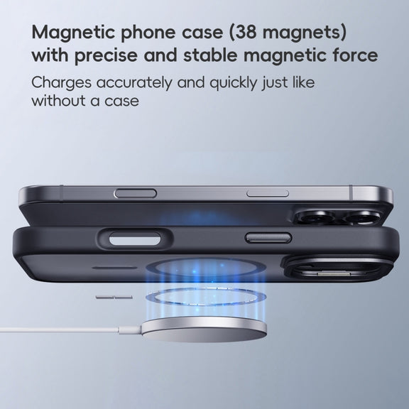 For iPhone 16 Plus Frosted Lens Holder MagSafe Magnetic Phone Case(White)