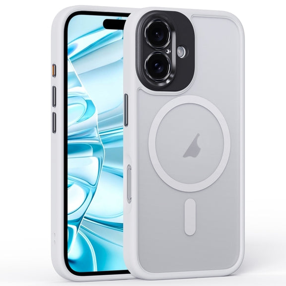 For iPhone 16 Fine Hole Frosted MagSafe Magnetic Phone Case(White)