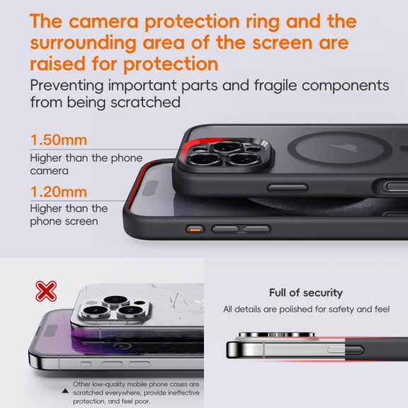For iPhone 16 Pro Max Fine Hole Frosted MagSafe Magnetic Phone Case(Black)