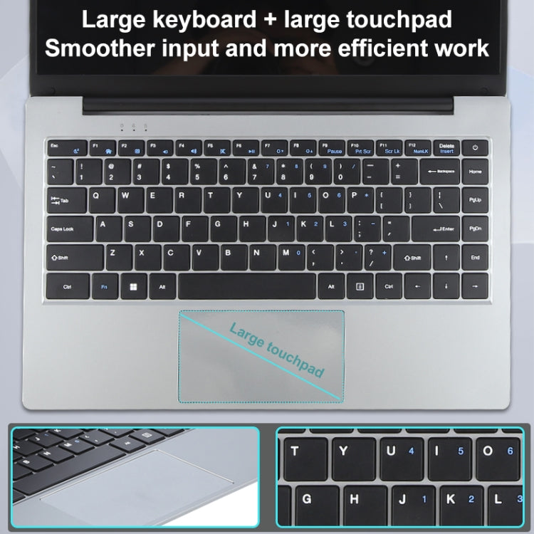 14 inch Windows 11 Laptop, 8GB+128GB, Gen 4th Intel Core i3 CPU, 180 Degree Rotation Axis(Silver)