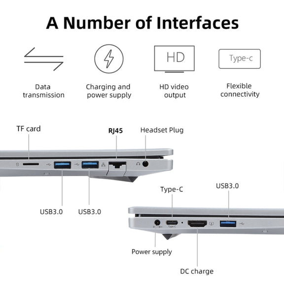 14 inch Windows 11 Laptop, 8GB+128GB, Gen 4th Intel Core i3 CPU, 180 Degree Rotation Axis(Silver)