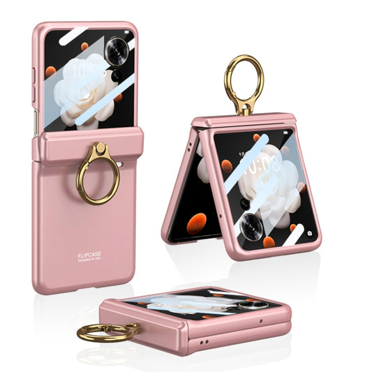 For Honor Magic V Flip GKK Integrated Magnetic Folding Hinge Full Coverage Phone Case with Ring Holder(Pink) - free shipping - PMC Jewellery - Order now!