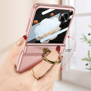 For Honor Magic V Flip GKK Integrated Magnetic Folding Hinge Full Coverage Phone Case with Ring Holder(Pink)