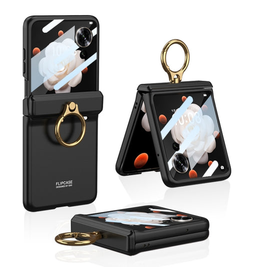 For Honor Magic V Flip GKK Integrated Magnetic Folding Hinge Full Coverage Phone Case with Ring Holder(Black) - free shipping - PMC Jewellery - Order now!