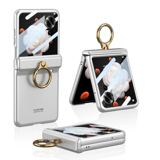 For Honor Magic V Flip GKK Integrated Magnetic Folding Hinge Full Coverage Phone Case with Ring Holder(Silver) - free shipping - PMC Jewellery - Order now!