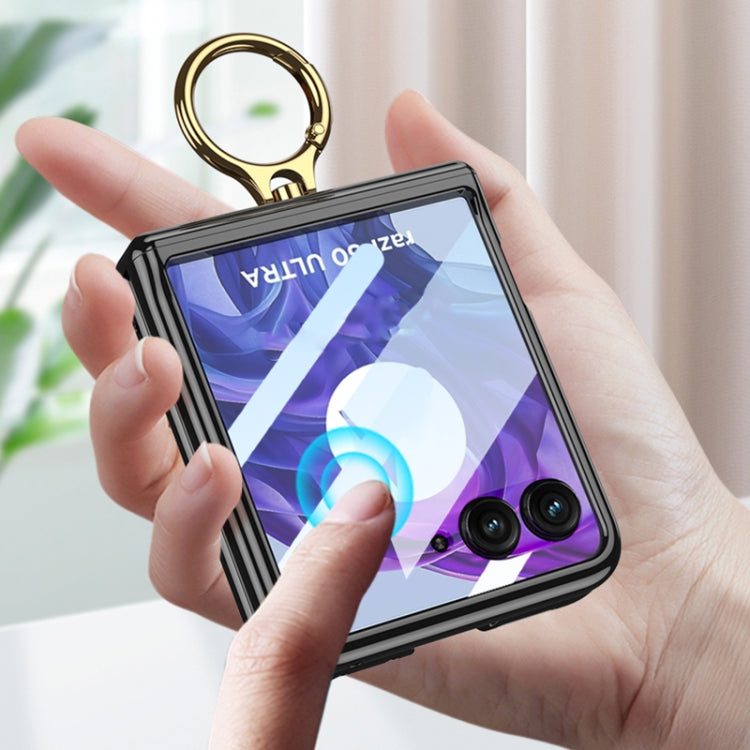 For Motorola Razr 50 Ultra GKK Integrated  Magnetic Folding Phantom Rotary Phone Case with Ring Holder(Champagne Gold)