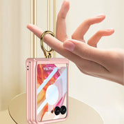 For Motorola Razr 50 Ultra GKK Integrated Magnetic Hinged Flip Case with Ring Holder(Pink)