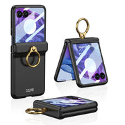 For Motorola Razr 50 Ultra GKK Integrated Magnetic Hinged Flip Case with Ring Holder(Black)