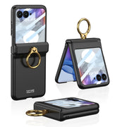 For Motorola Razr 50 GKK Integrated Magnetic Hinged Flip Case with Ring Holder(Black)