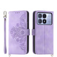For Redmi K70 Ultra Skin Feel Flowers Embossed Wallet Leather Phone Case(Purple) - free shipping - PMC Jewellery - Order now!