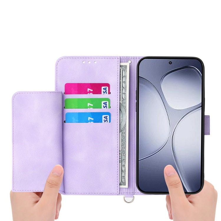 For Redmi K70 Ultra Skin Feel Flowers Embossed Wallet Leather Phone Case(Purple)