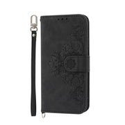 For Redmi K70 Ultra Skin Feel Flowers Embossed Wallet Leather Phone Case(Black)