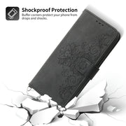 For Redmi K70 Ultra Skin Feel Flowers Embossed Wallet Leather Phone Case(Black)