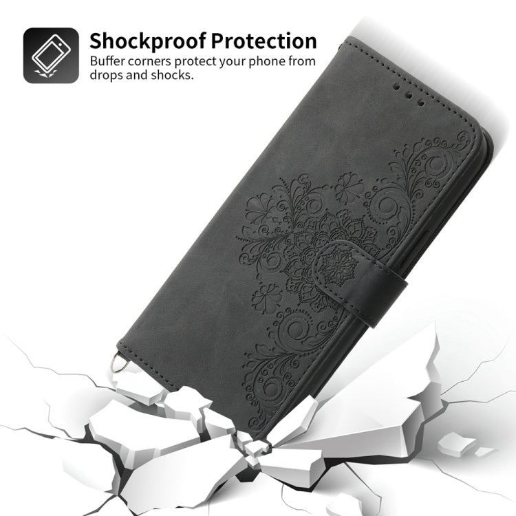 For Redmi K70 Ultra Skin Feel Flowers Embossed Wallet Leather Phone Case(Black)