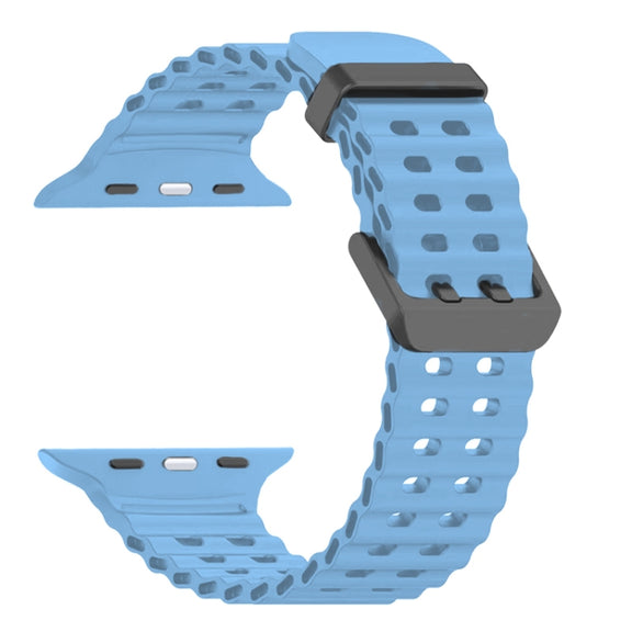 For Apple Watch Ultra 2 49mm Ocean Dual-Row Hole Silicone Watch Band(Premium Blue)