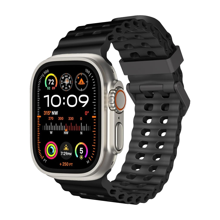 For Apple Watch Ultra 2 49mm Ocean Dual-Row Hole Silicone Watch Band(Black) - free shipping - PMc TechLife - Order now!
