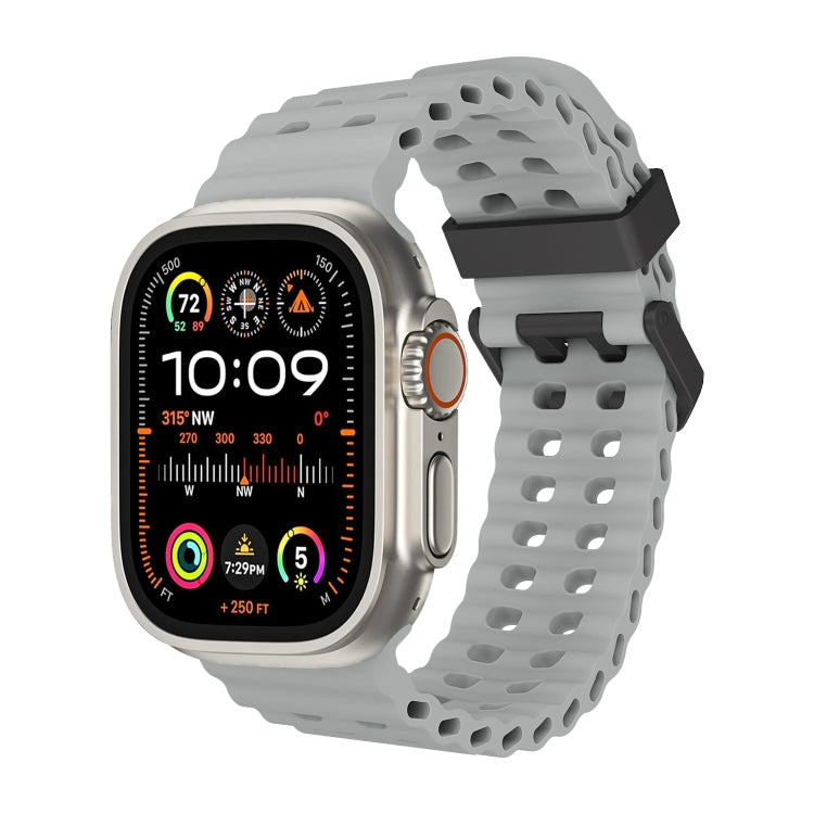 For Apple Watch Ultra 2 49mm Ocean Dual-Row Hole Silicone Watch Band(Cloudy Gray) - free shipping - PMc TechLife - Order now!