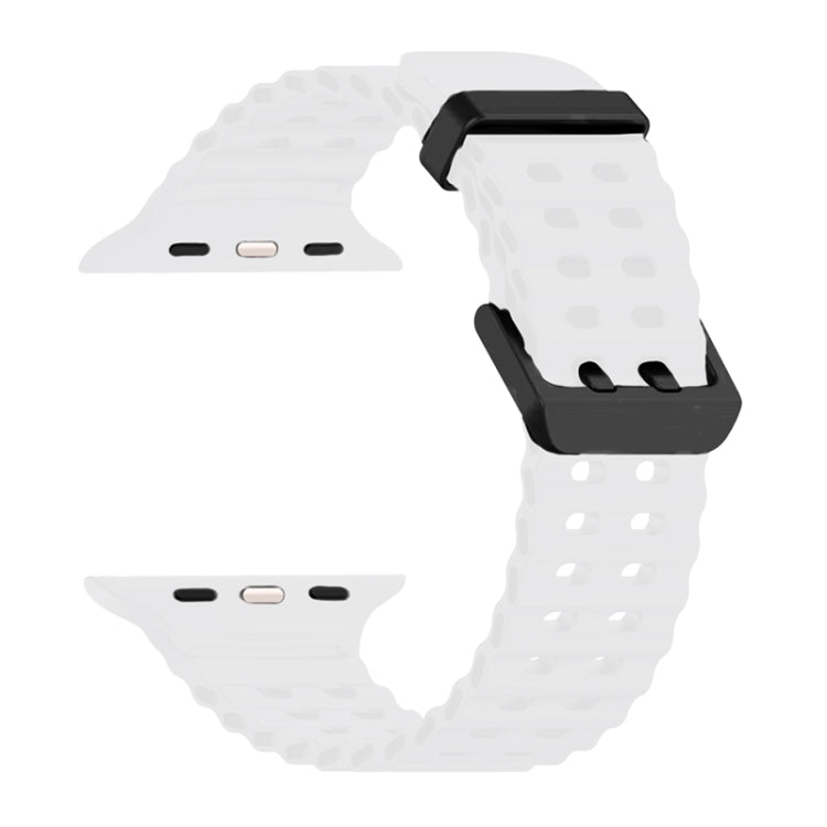 For Apple Watch Ultra 49mm Ocean Dual-Row Hole Silicone Watch Band(White)