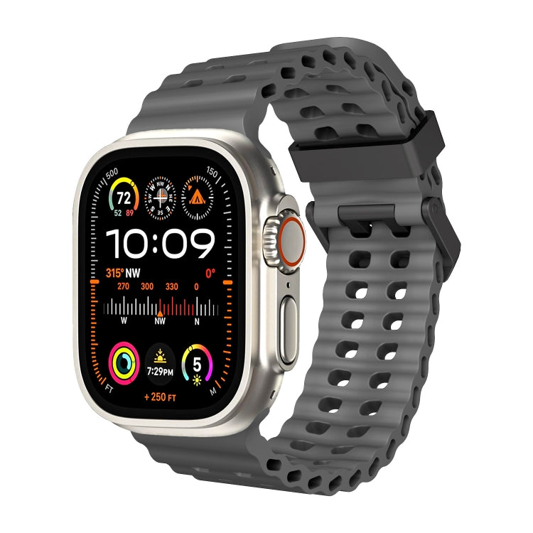 For Apple Watch Ultra 49mm Ocean Dual-Row Hole Silicone Watch Band(Grey) - free shipping - PMc TechLife - Order now!