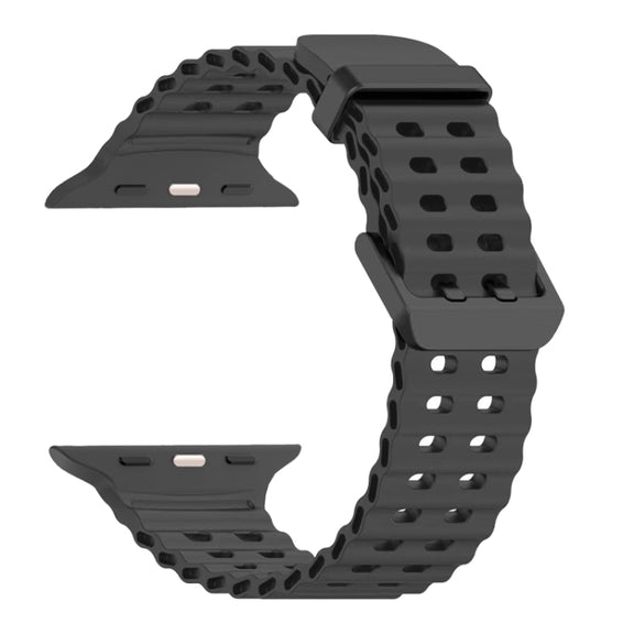For Apple Watch Ultra 49mm Ocean Dual-Row Hole Silicone Watch Band(Grey)