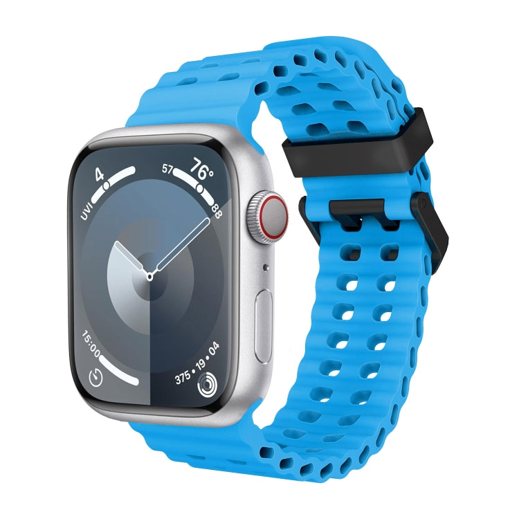 For Apple Watch SE 2022 44mm Ocean Dual-Row Hole Silicone Watch Band(Blue) - free shipping - PMc TechLife - Order now!