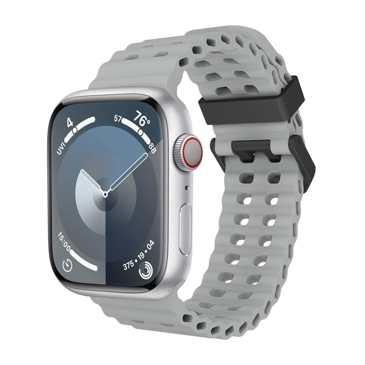 For Apple Watch SE 2022 44mm Ocean Dual-Row Hole Silicone Watch Band(Cloudy Gray) - free shipping - PMc TechLife - Order now!