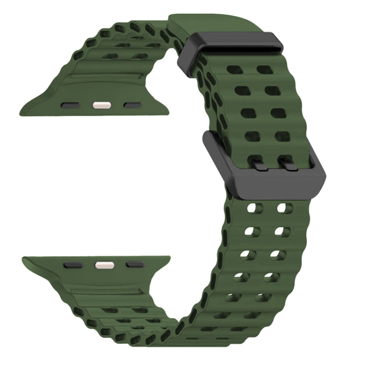 For Apple Watch Series 7 45mm Ocean Dual-Row Hole Silicone Watch Band(Forest Green) - free shipping - PMc TechLife - Order now!