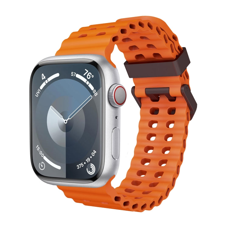 For Apple Watch Series 4 44mm Ocean Dual-Row Hole Silicone Watch Band(Orange) - free shipping - PMc TechLife - Order now!